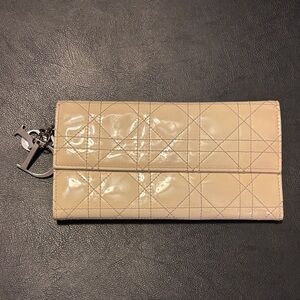 Christian Dior Cream Patent Leather Wallet